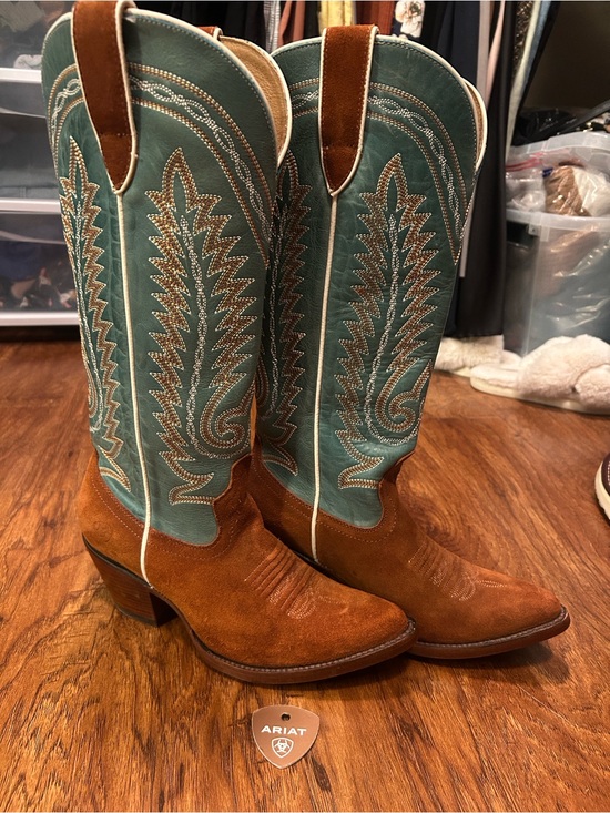 Ariat Shoes - Ariat Ambrose Penny Suede with Teal Leather Shaft Western Boots NWOT